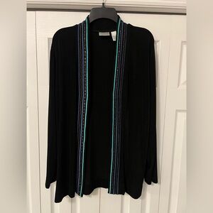 Chico’s Travelers Open Front Beaded Embroidered Cardigan Knit Sweater Top Sz XL